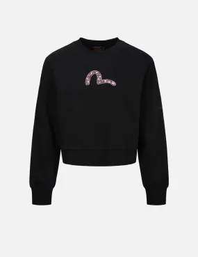 Rhinestone Seagull Cropped Sweatshirt