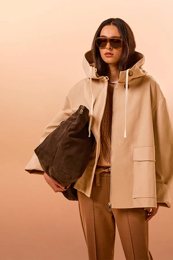 Rodier BEIGE OVERSIZED HOODED JACKET