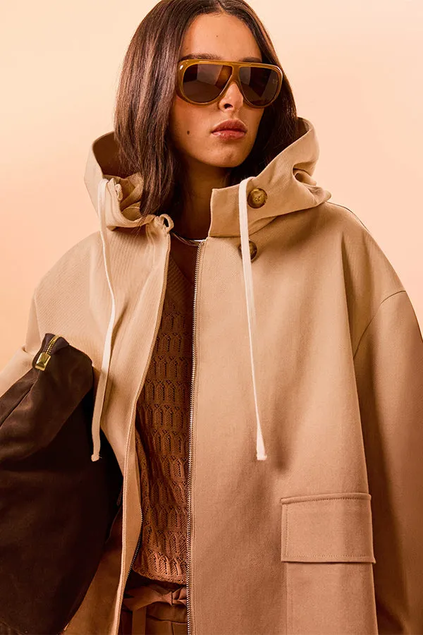 Rodier BEIGE OVERSIZED HOODED JACKET