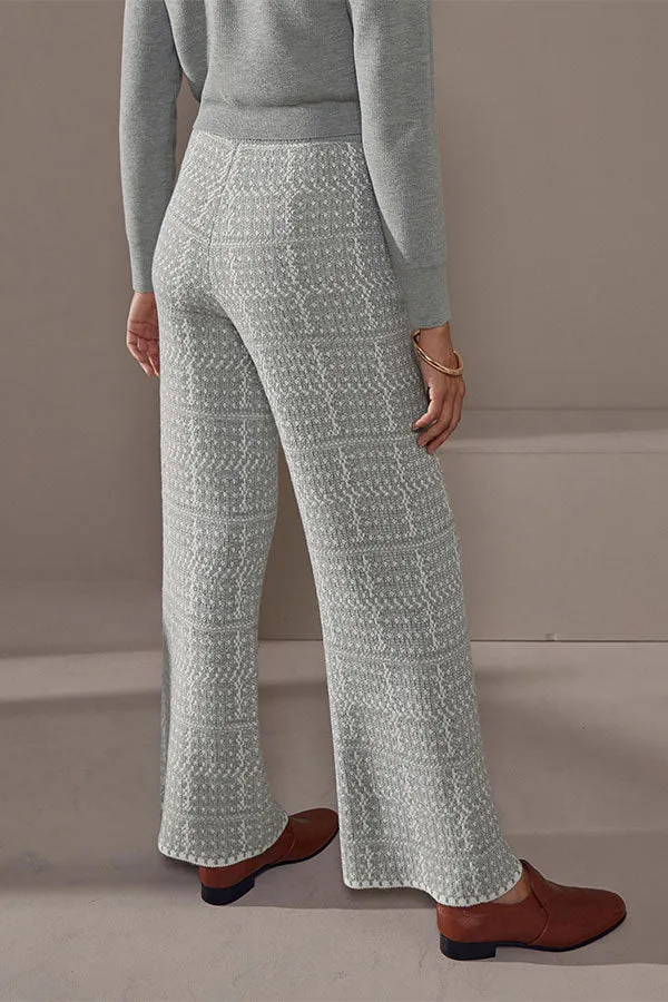 Rodier GREY WIDE-LEG JACQUARD KNITTED TROUSERS