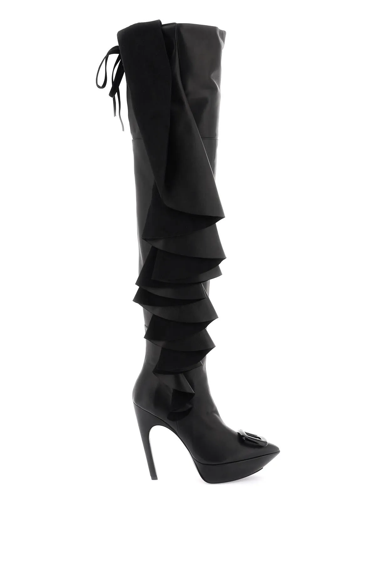 Roger vivier 'choc buckle boots with ruffles RVW70537080SWZ NERO