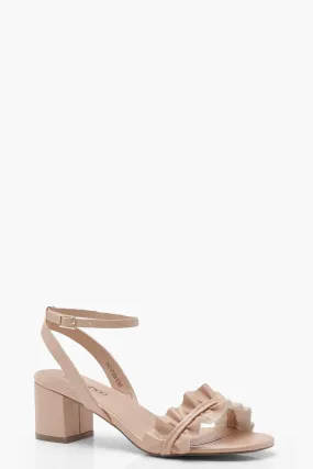 Ruffle Front Low Block Heels