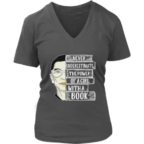 Ruth Bader  A Girl With A Book V-neck Tshirt