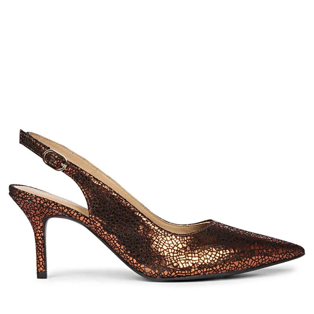 Saint Callie Cracked Metallic Bronze Leather Pumps