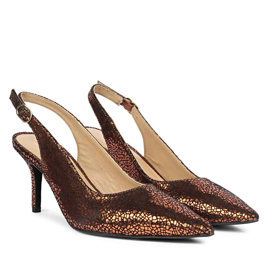 Saint Callie Cracked Metallic Bronze Leather Pumps