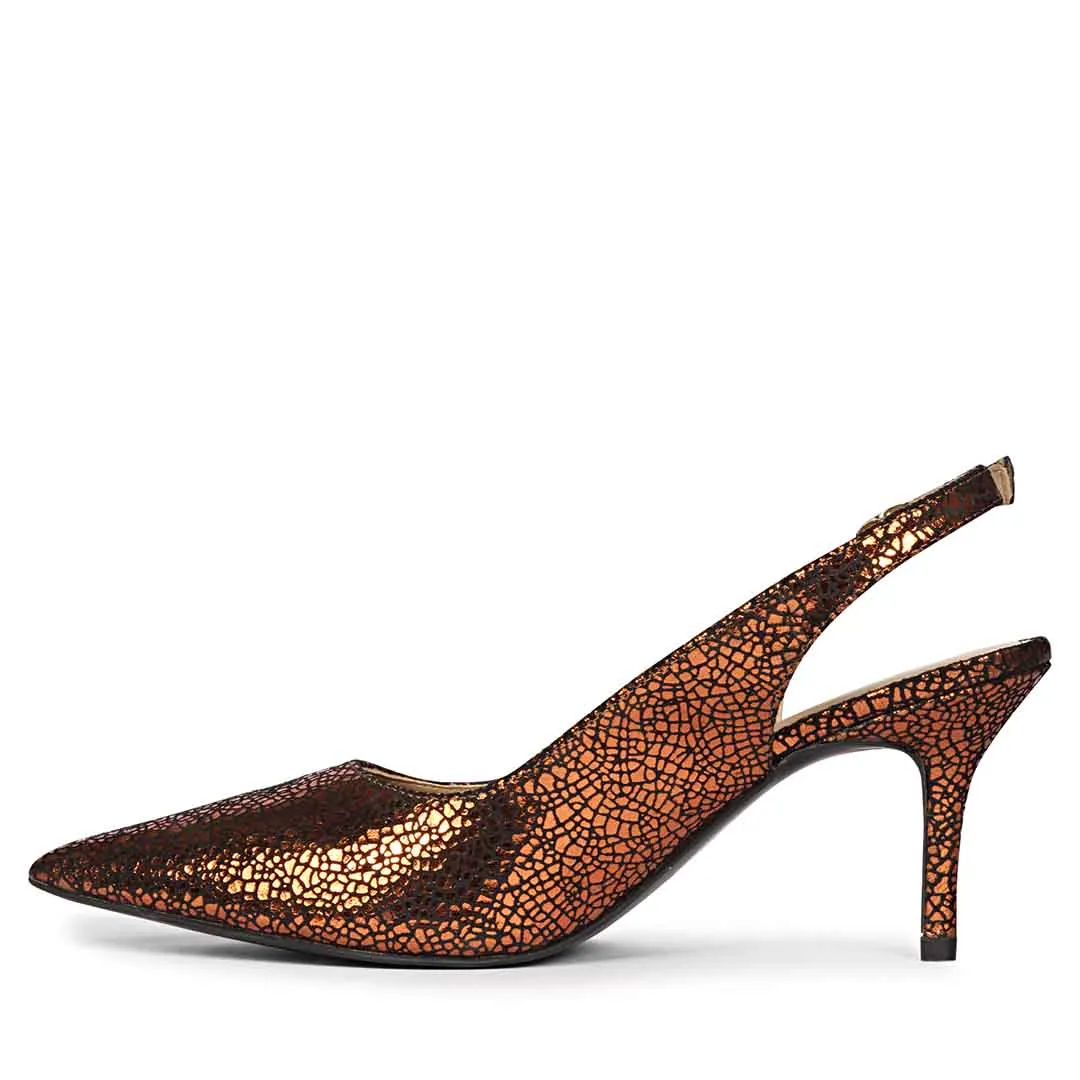 Saint Callie Cracked Metallic Bronze Leather Pumps