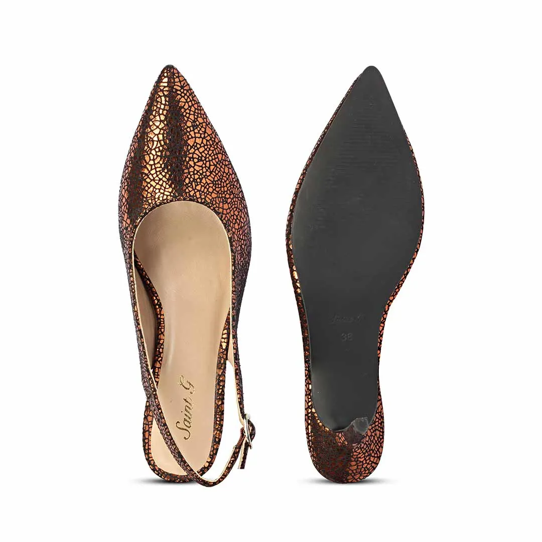 Saint Callie Cracked Metallic Bronze Leather Pumps