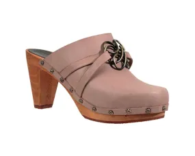 Sanita Maria Plateau Wooden Clog Heels in Beige (455400)