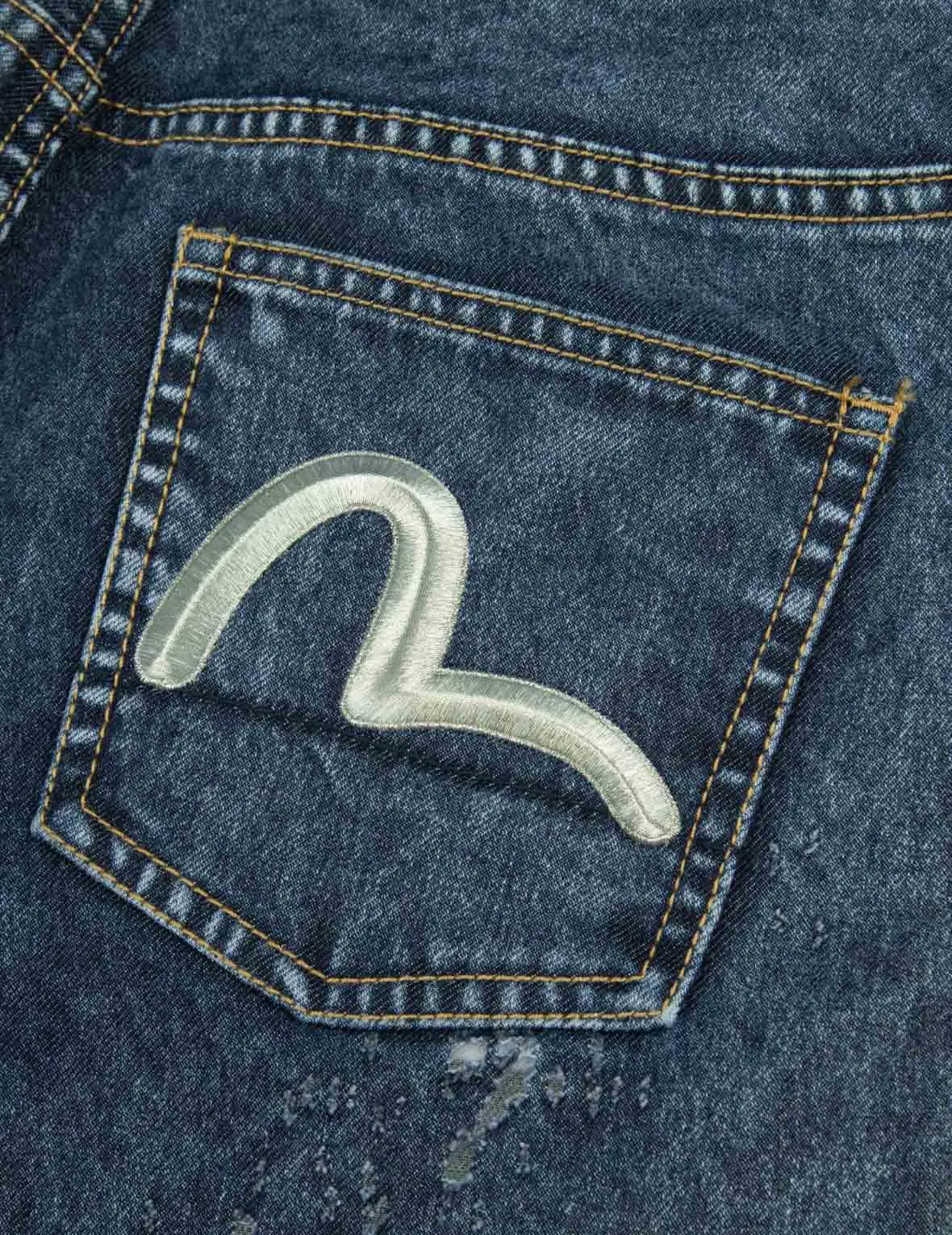 Seagull Embroidery and Laser-burned Wide-leg Jeans