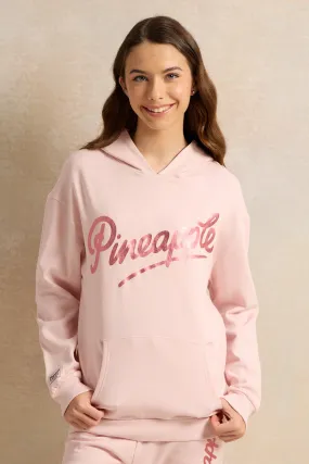 Senior Girls Pink Pineapple Print Hooded Sweatshirt