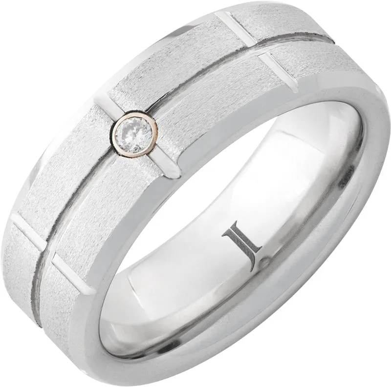 Serinium Men's Diamond Beveled Grid Ring