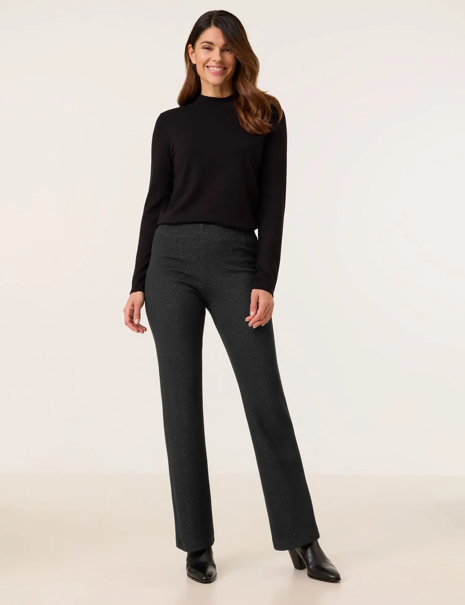 Shimmering stretch trousers, MAR꞉LIE FLARED FIT