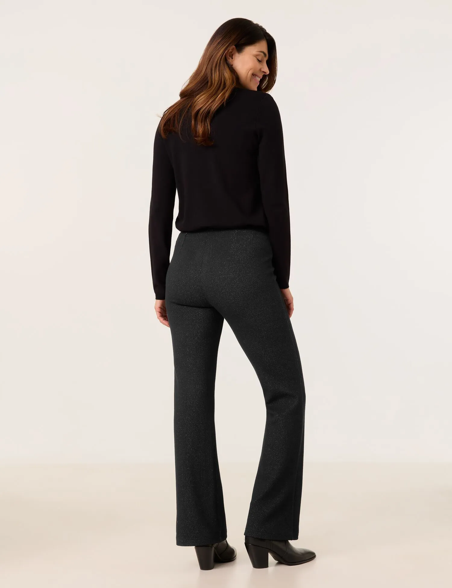 Shimmering stretch trousers, MAR꞉LIE FLARED FIT