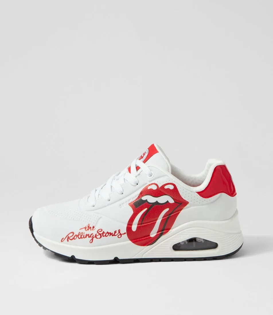 SKECHERS Uno White Red Sneakers