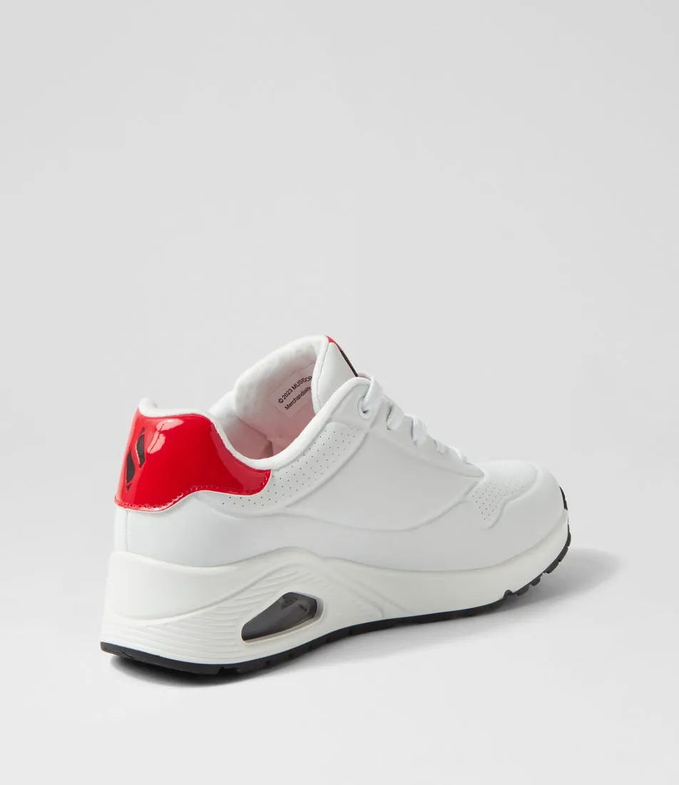 SKECHERS Uno White Red Sneakers