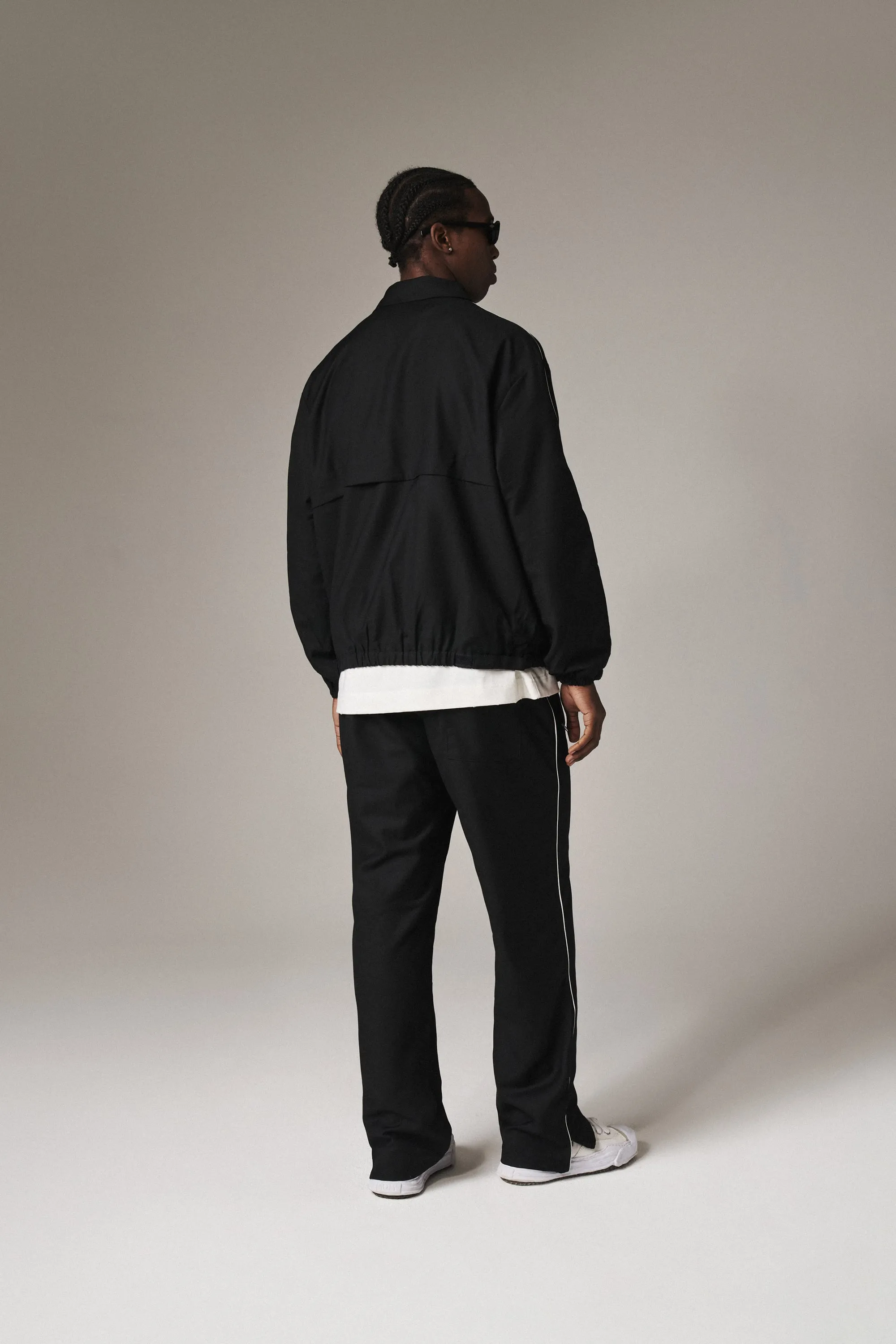 SMART PIPED TROUSERS - BLACK