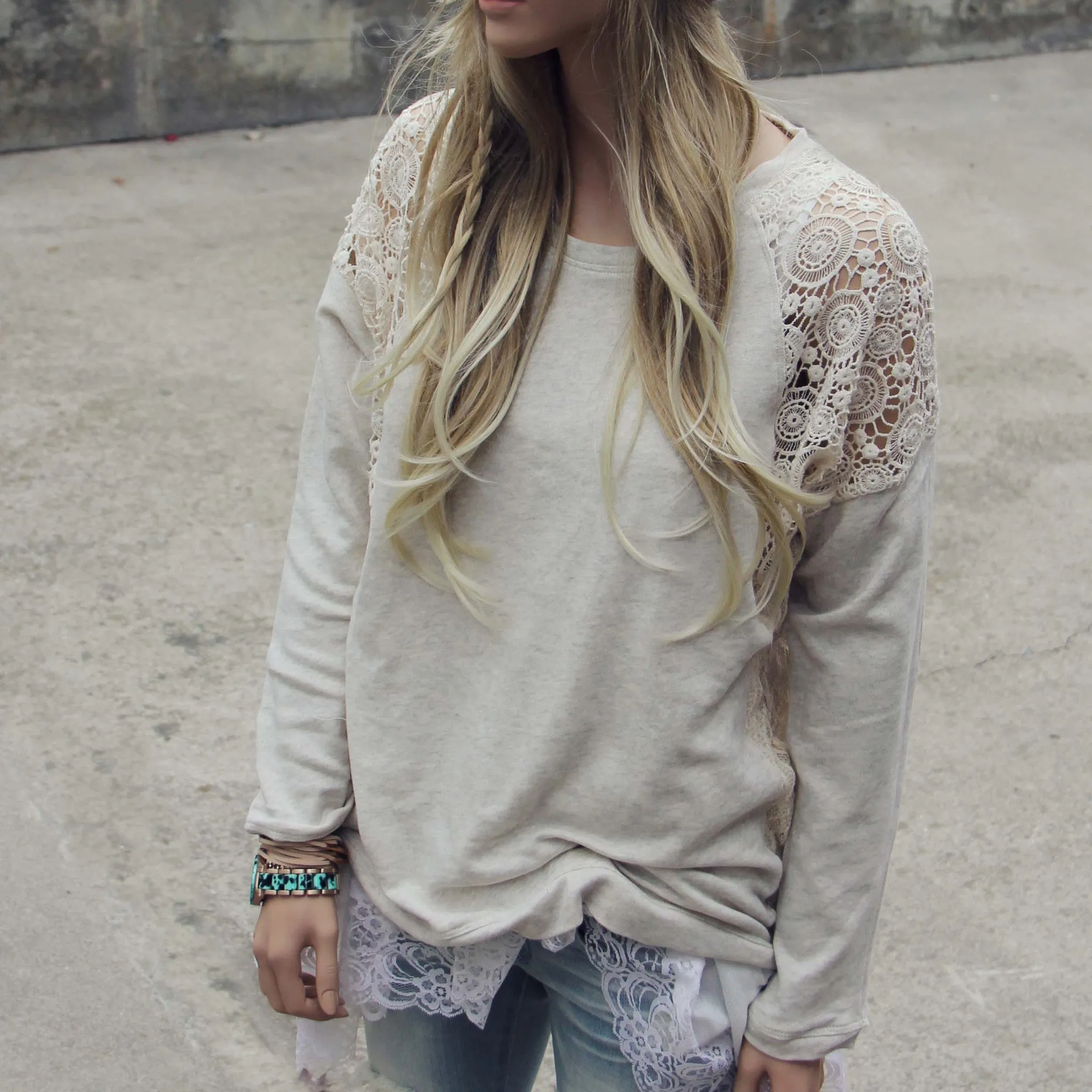 Snowy Lace Sweatshirt