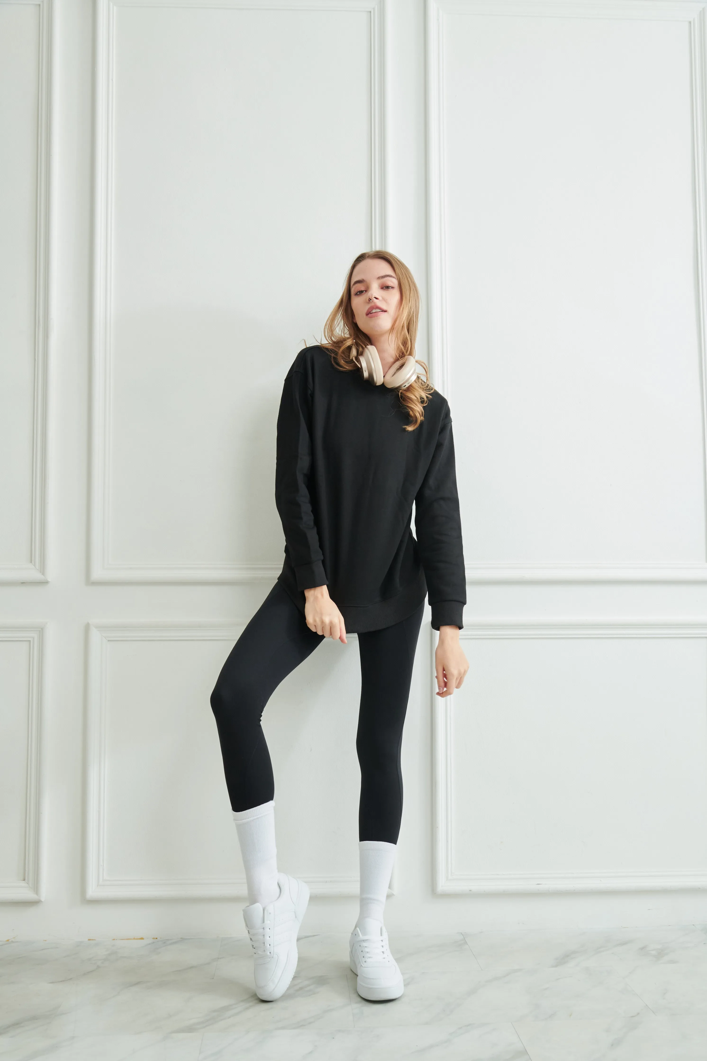 Soft Brushed Cotton Sweatshirt - Black