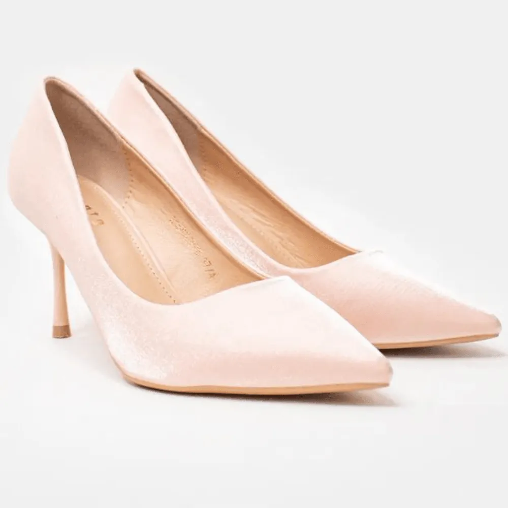 Sorento LOUGHCREW Blush Satin Court Heels