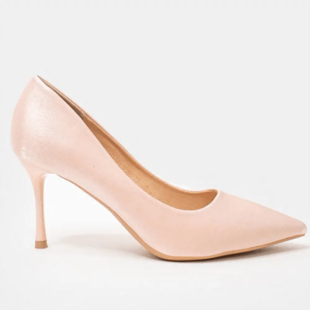 Sorento LOUGHCREW Blush Satin Court Heels