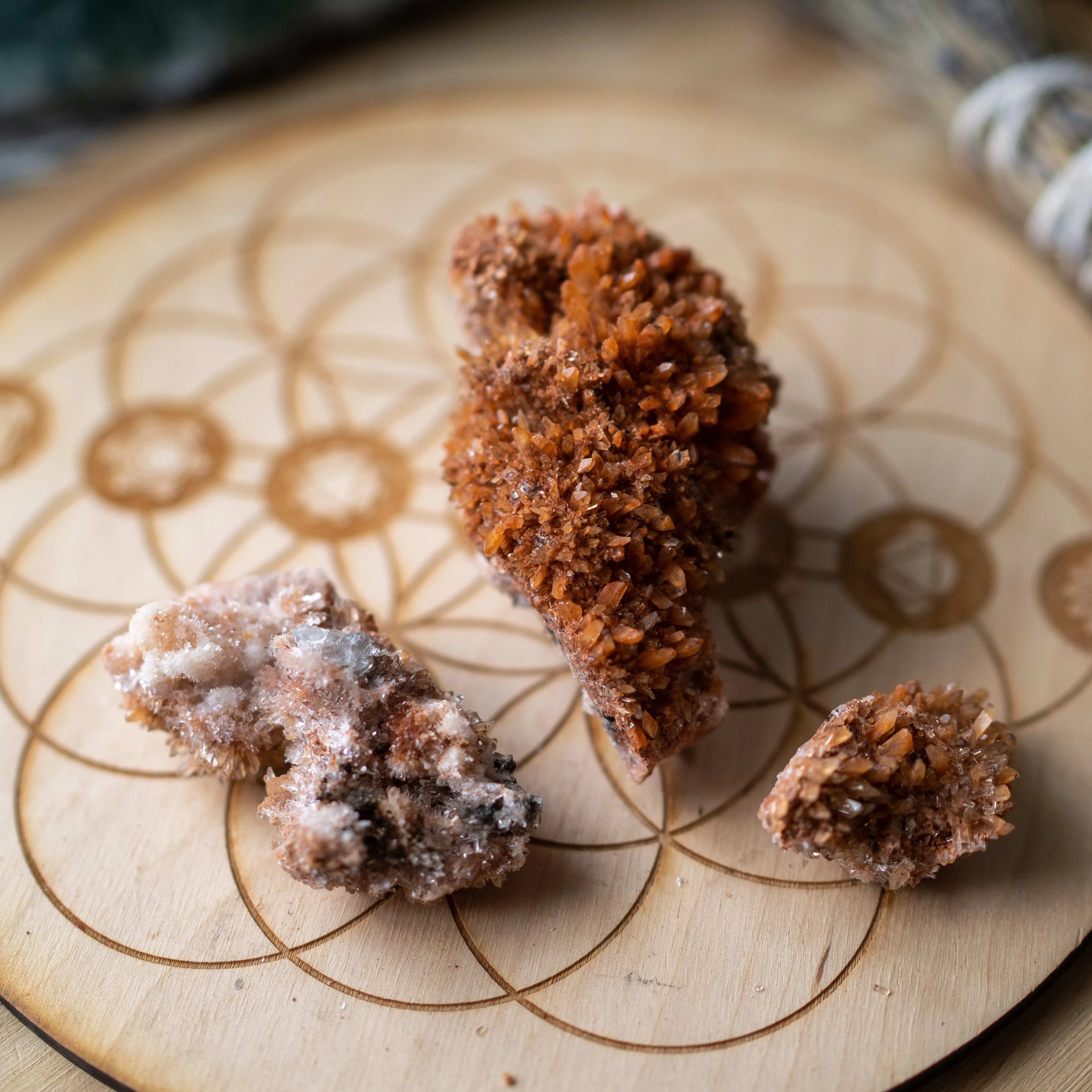 Sparkly and  Spiky Orange Creedite Specimen - Locality Mexico ~ Set of 3