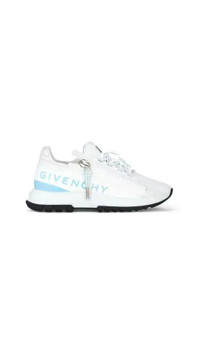 Spectre Runner White Blue Synthetic Fiber Zip Sneakers