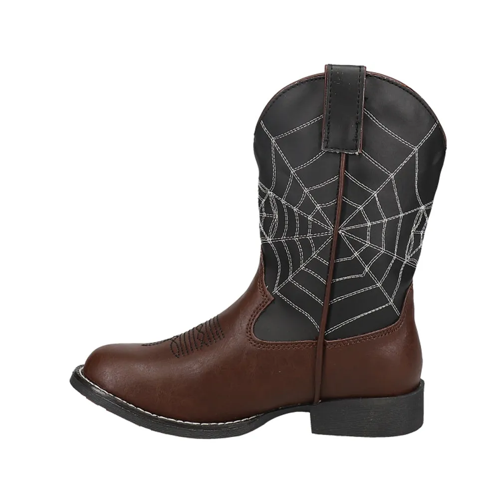 Spider Web Light Up Round Toe Cowboy Boots (Toddler-Little Kid)