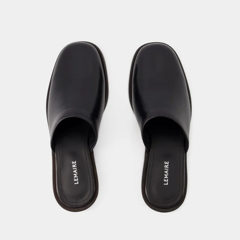 Square Mules - Lemaire - Leather - Black