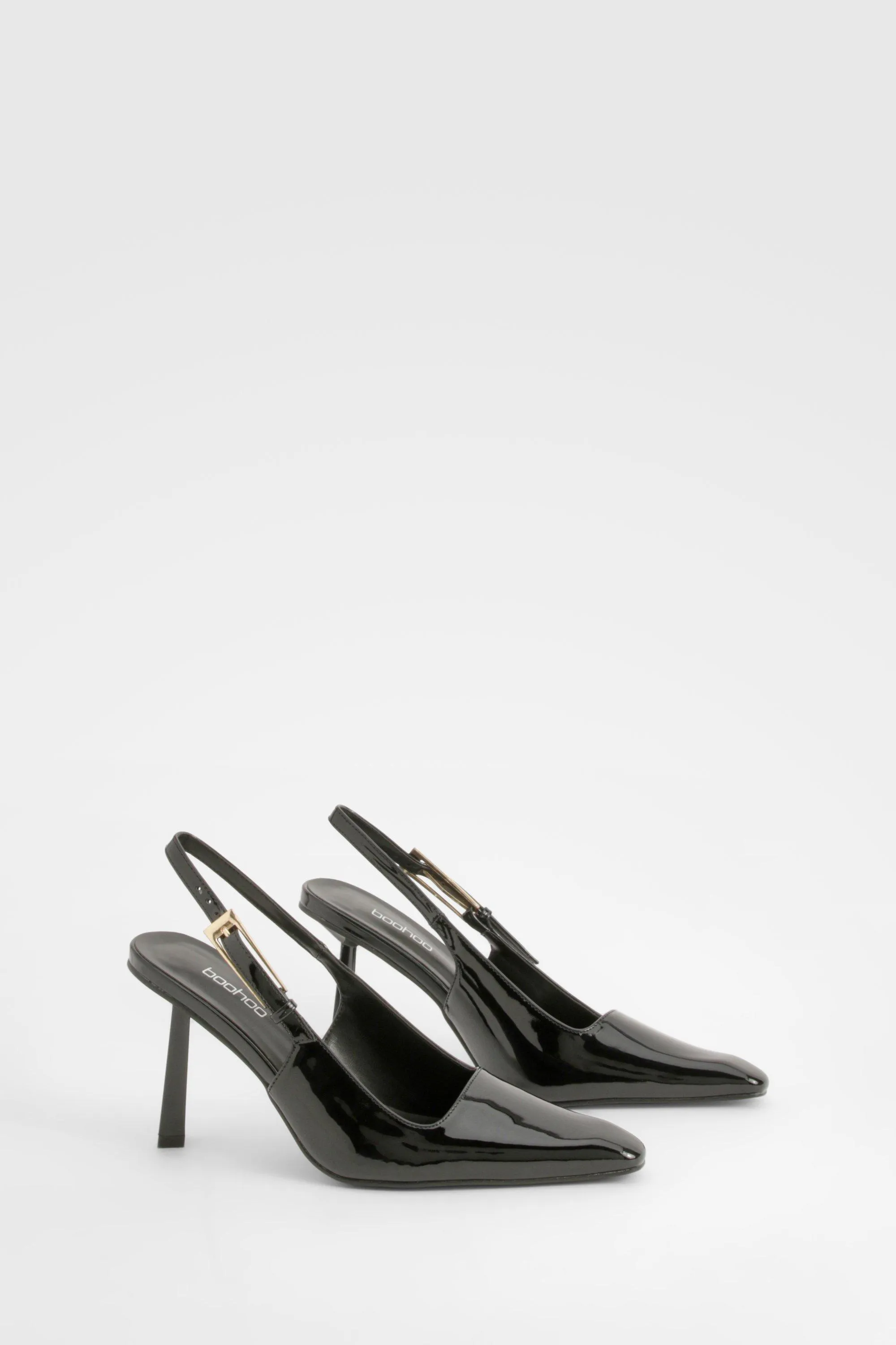 Square Stiletto Buckle Slingback Pumps