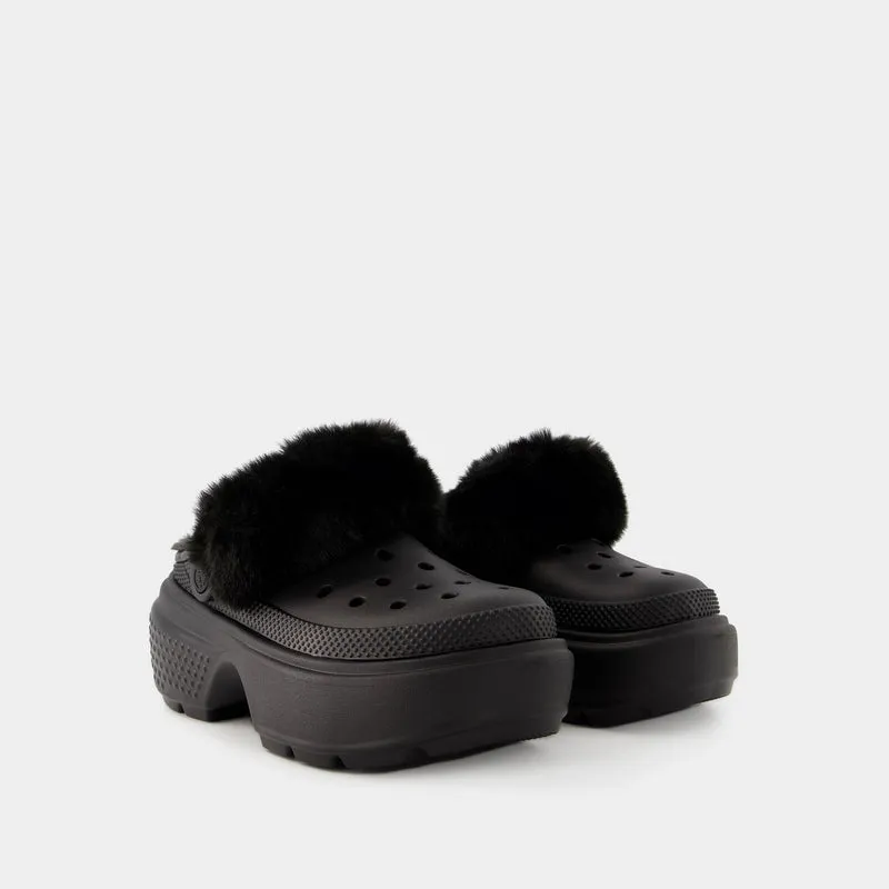 Stomp Lined Mules - Crocs - Thermoplastic - Black