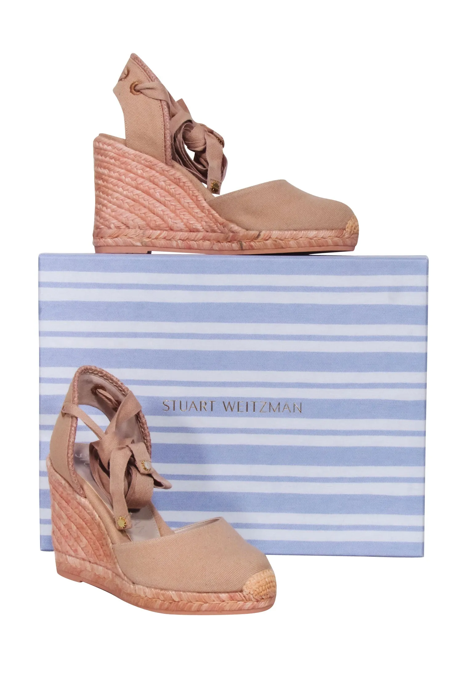 Stuart Weitzman -  Pink Marguerita Espadrille Wedges Sz 5.5