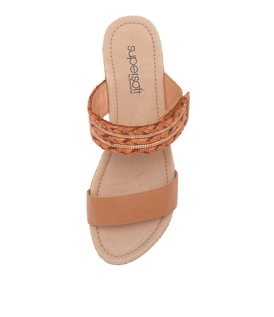 Bronze Leather Wedge Sandals SUPERSOFT