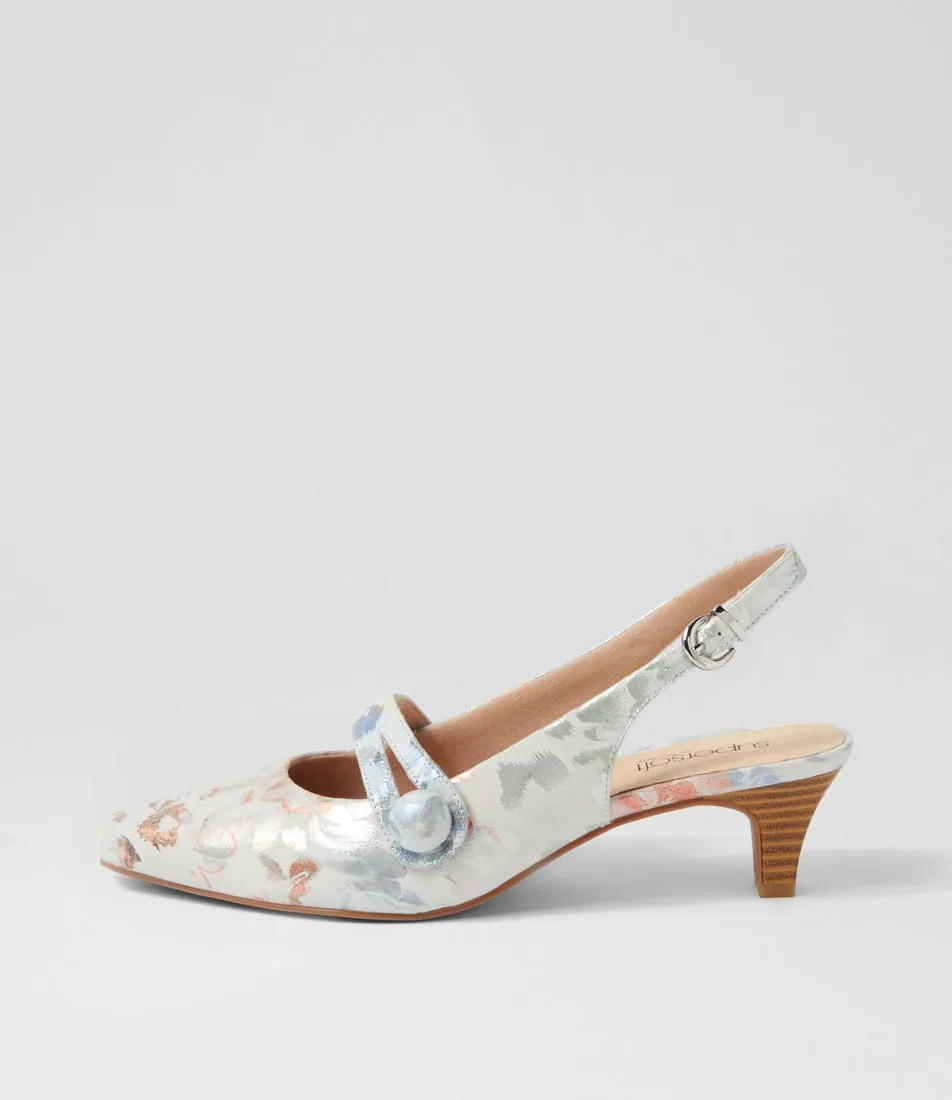 SUPERSOFT Loniah2 Watergarden Floral Leather Heels