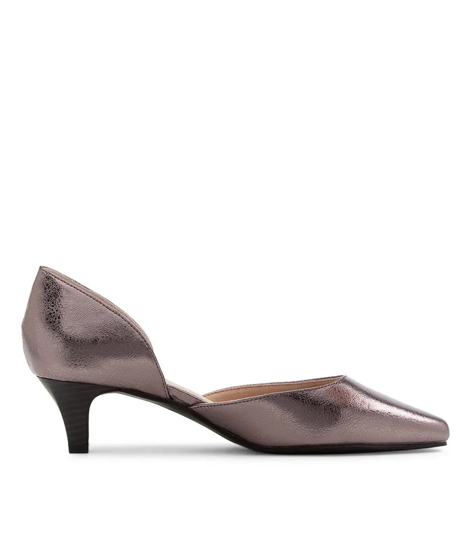 SUPERSOFT Loveable Gunmetal Crackle Leather Pump Heels