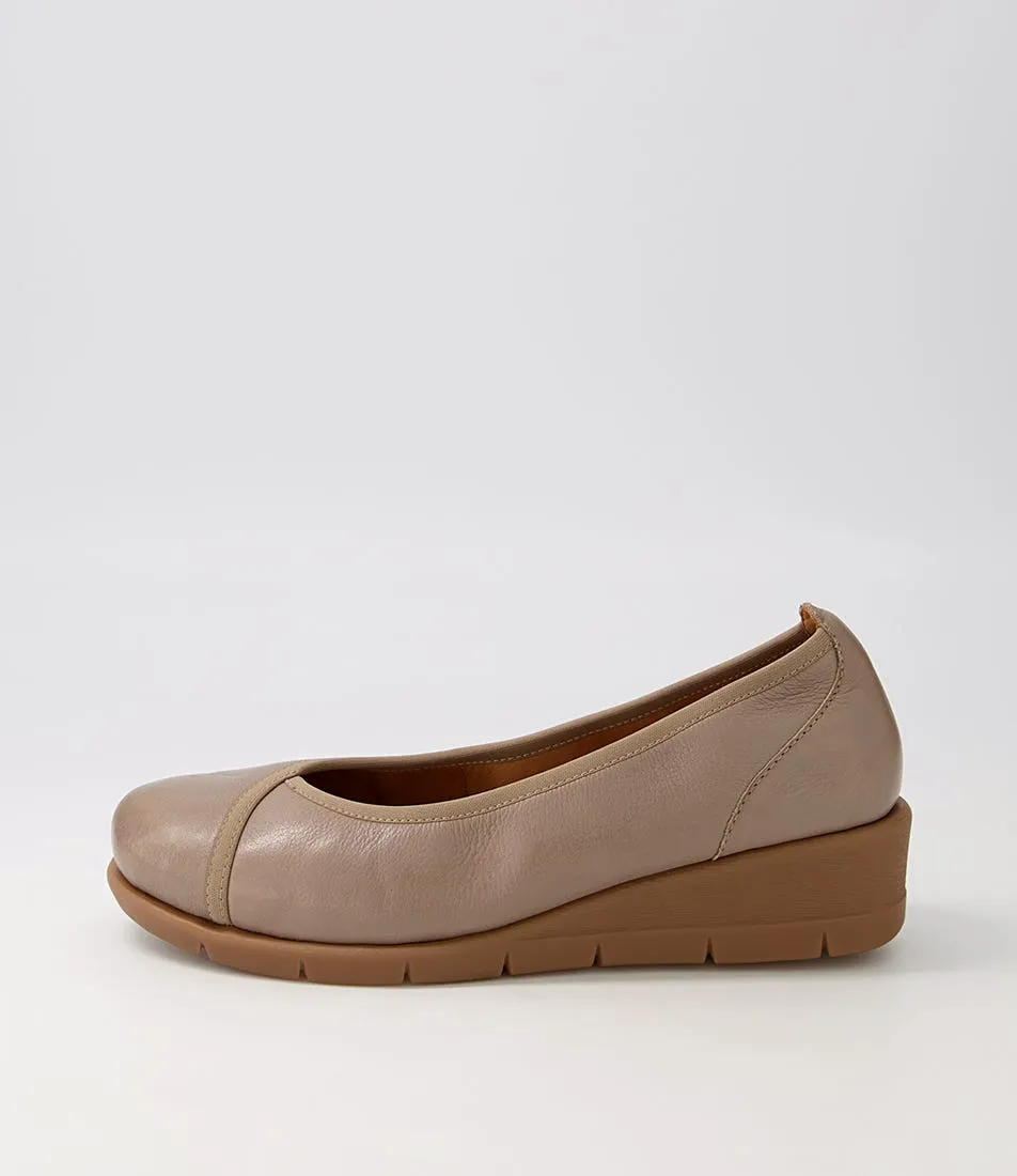 Taupe Leather Wedges