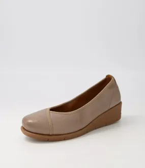 Taupe Leather Wedges