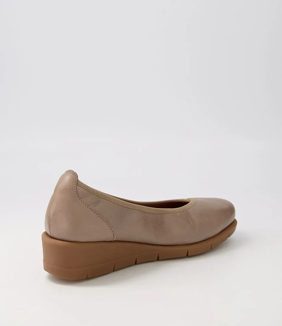 Taupe Leather Wedges