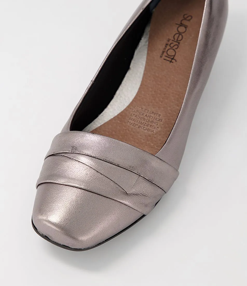 Pewter Leather Wedges