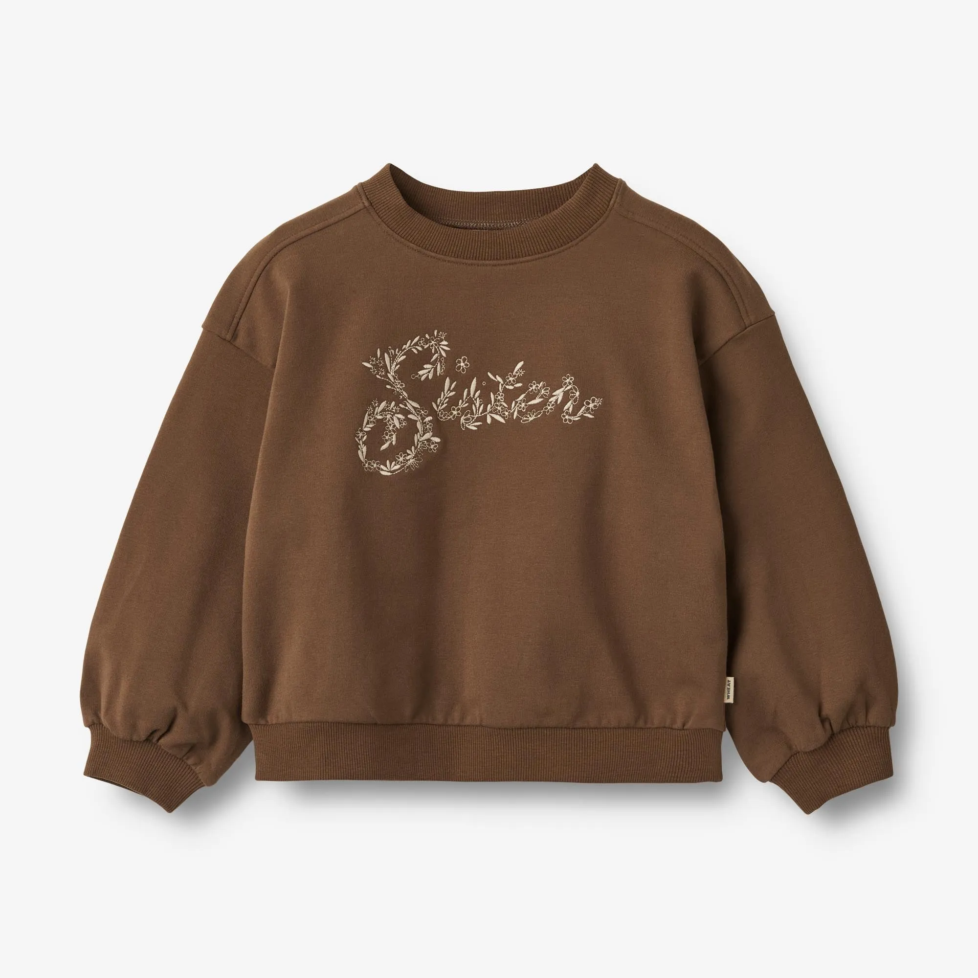 Sweatshirt L/S Embroidery Eliza - coffee bean