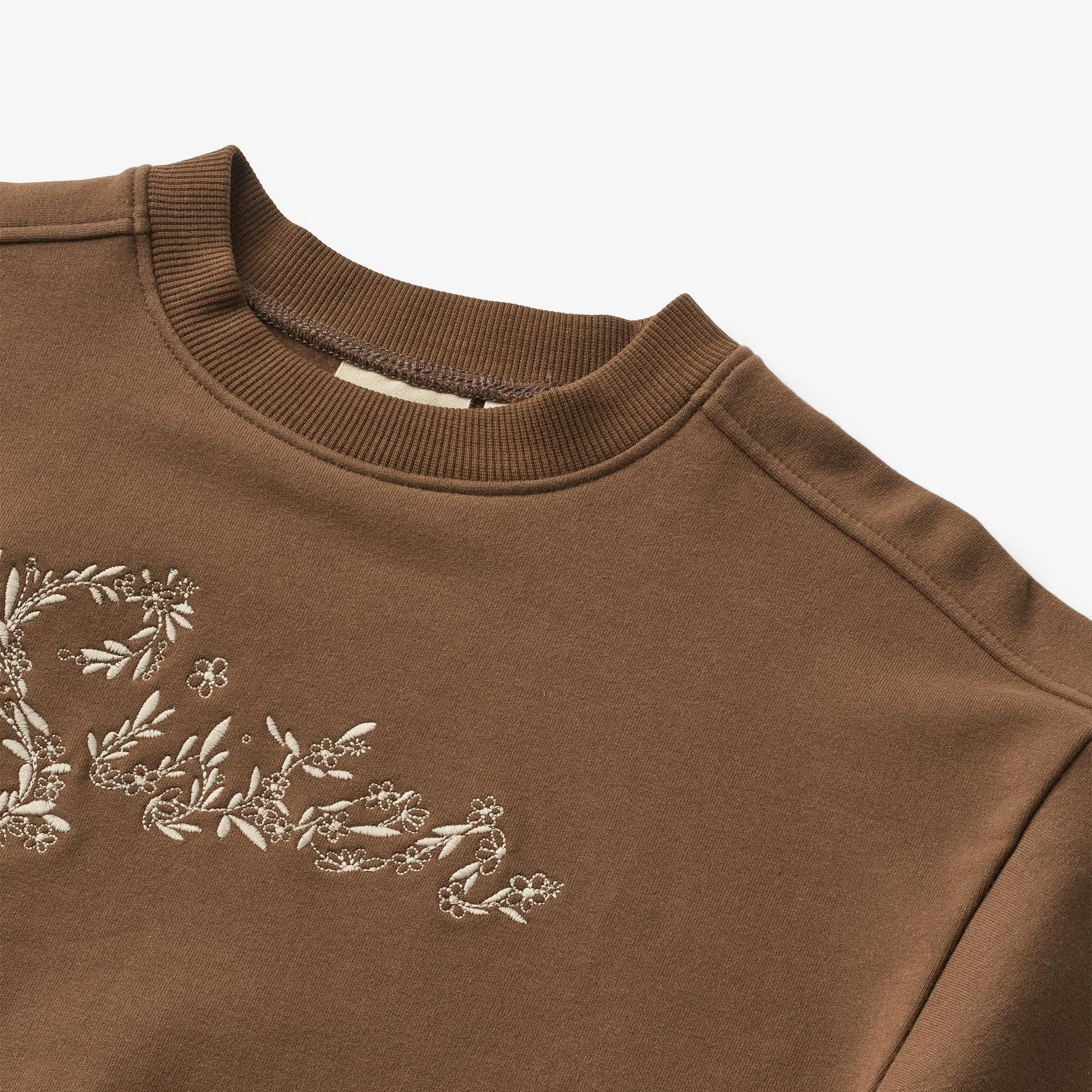 Sweatshirt L/S Embroidery Eliza - coffee bean