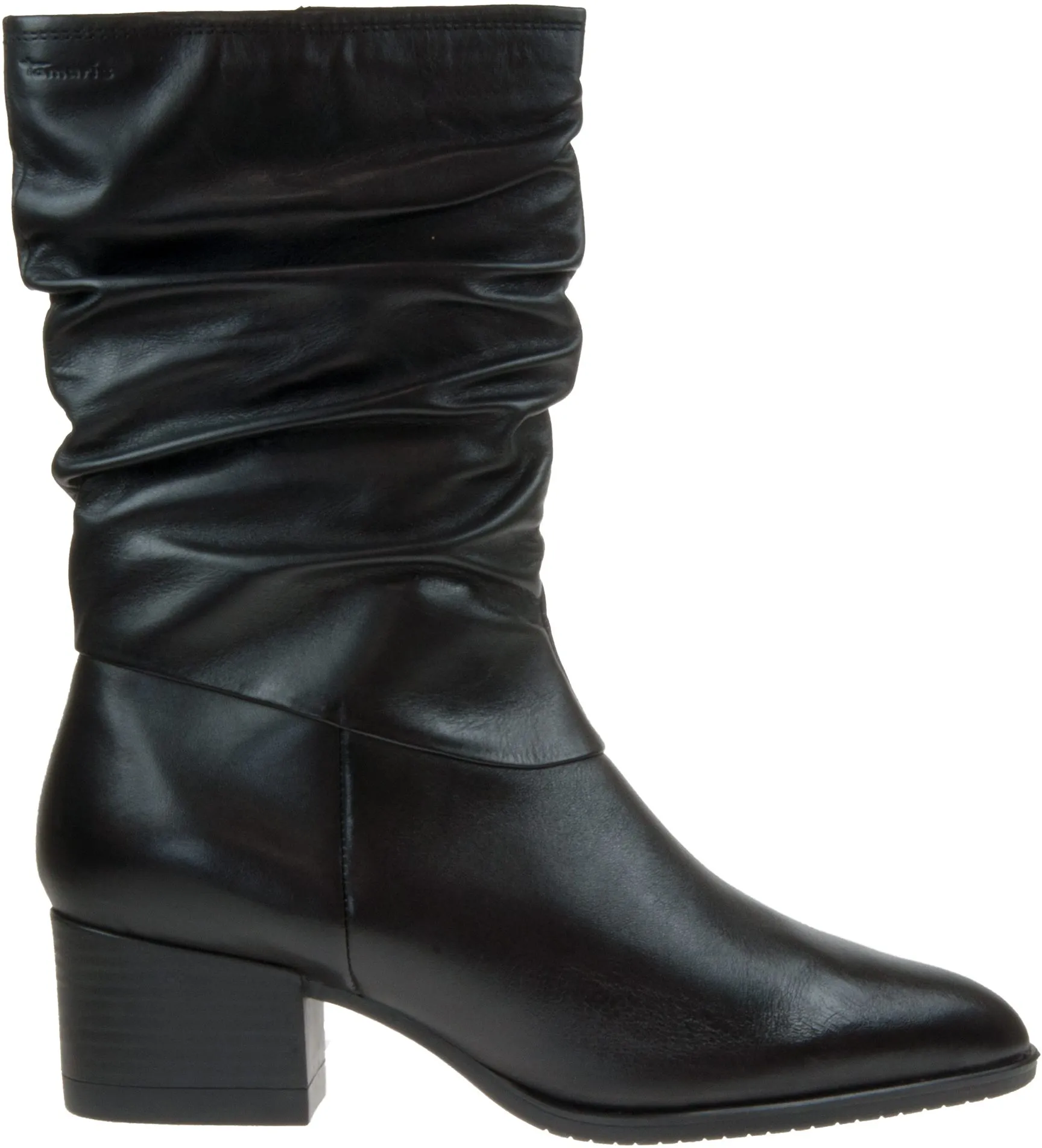 Tamaris women's black leather ankle boots 25339-25