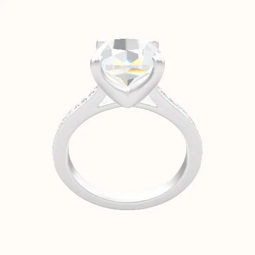 Tapered Channel Set Engagement Ring With Four Prong Head