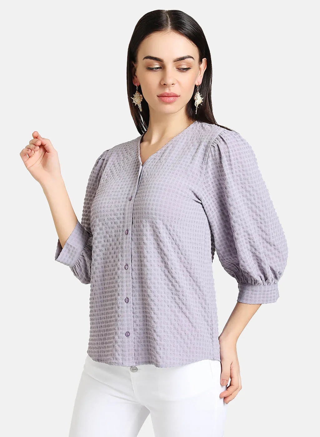 Puff Sleeve Textured Shirt