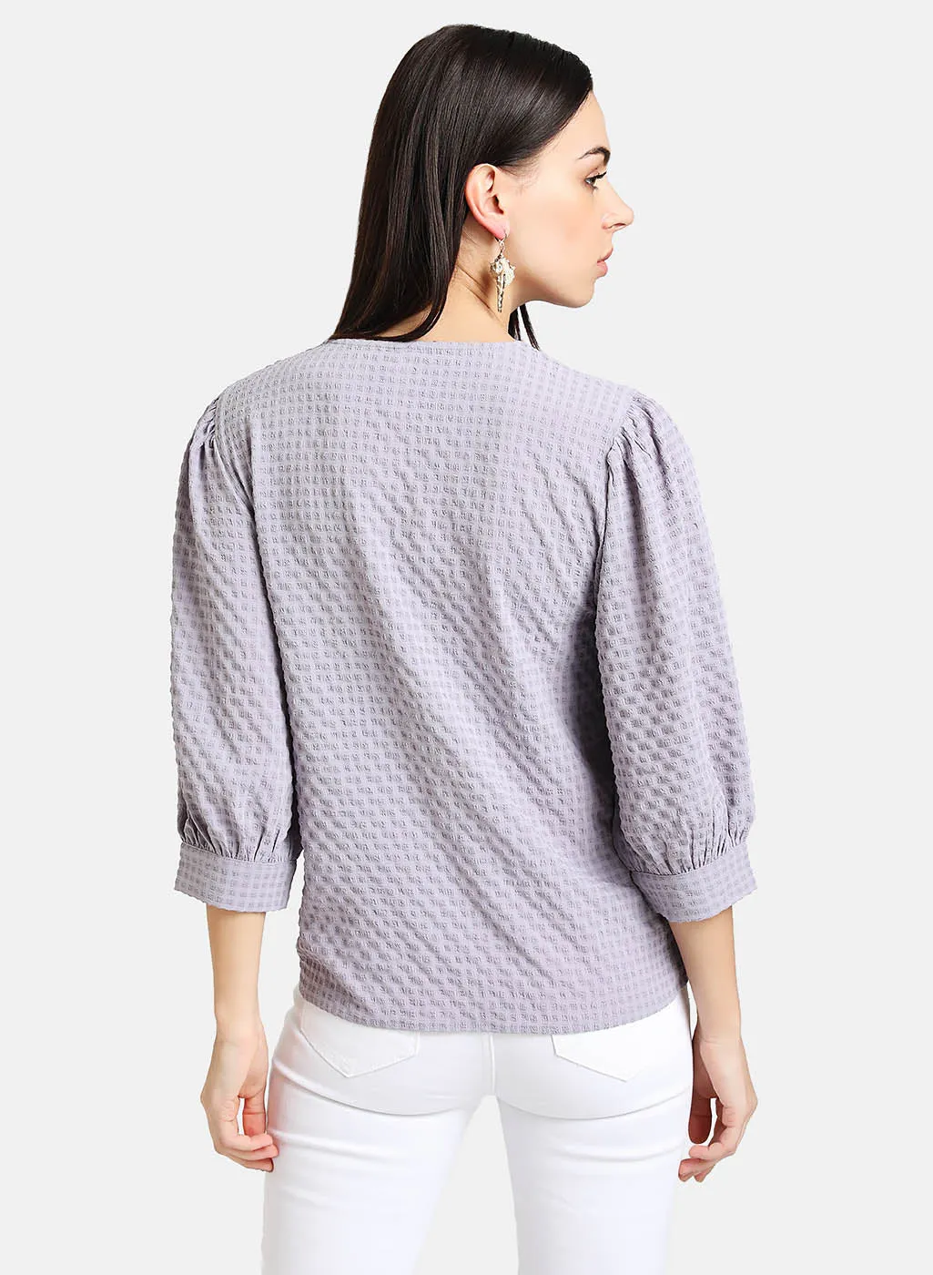 Puff Sleeve Textured Shirt