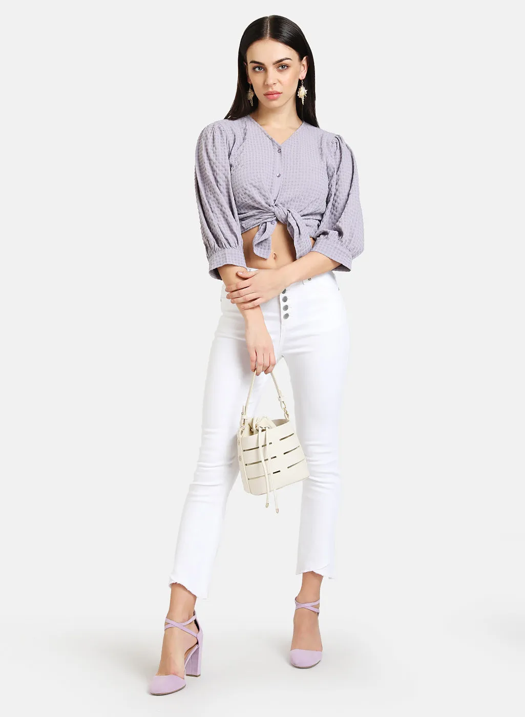 Puff Sleeve Textured Shirt