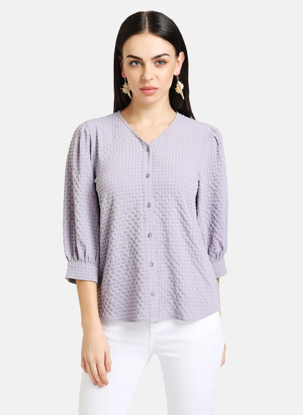 Puff Sleeve Textured Shirt