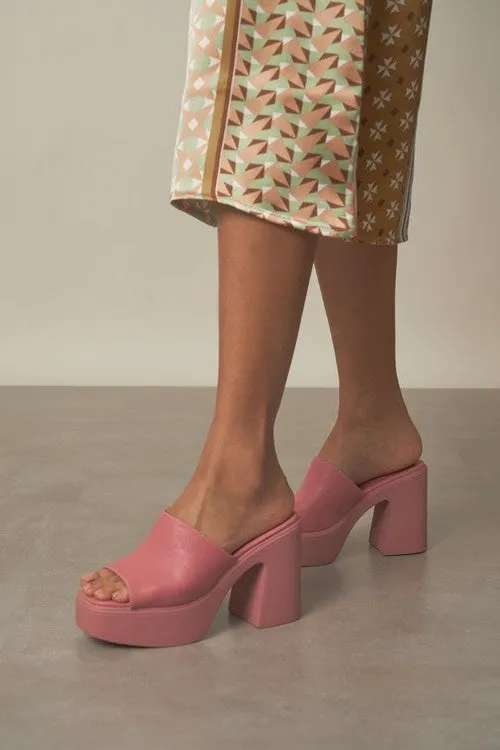 The Sienne Pink Platform Mules