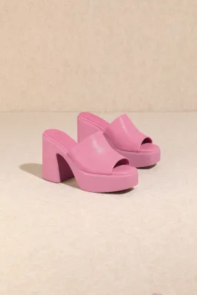 The Sienne Pink Platform Mules