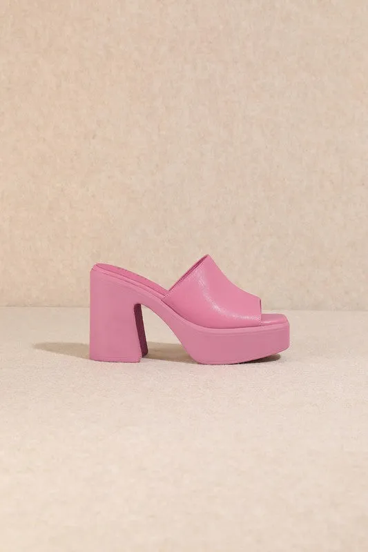 The Sienne Pink Platform Mules