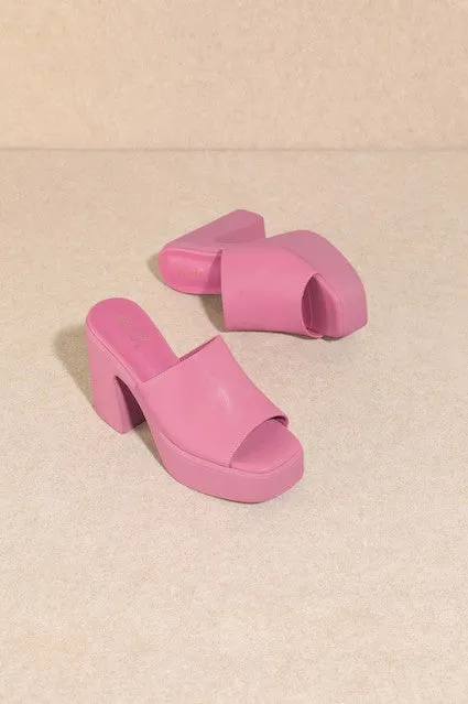 The Sienne Pink Platform Mules